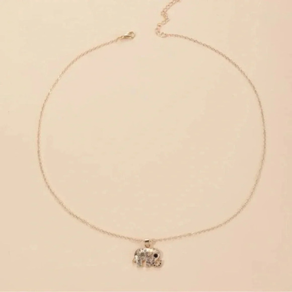 Gold Rhinestone Elephant Necklace - Picture 2 of 4